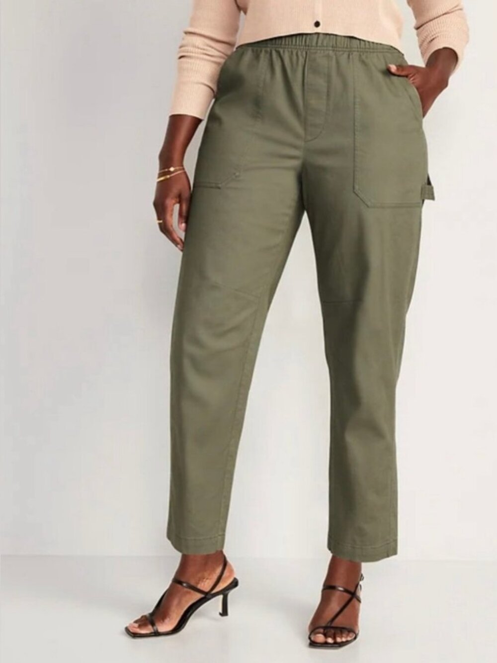 Old Navy | High Rise Pulla Pants | Army Green | Large